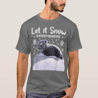 T-shirt Gros chat en Chat Fête de Neige Fantaisie Laissez-