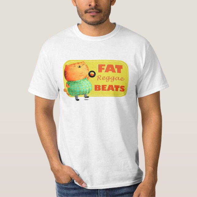 T-shirt Gros chat gras gras de reggae (Devant)