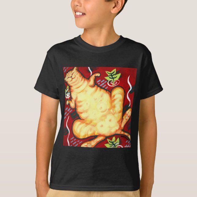T-shirt Gros chat sur un coussin (Devant)