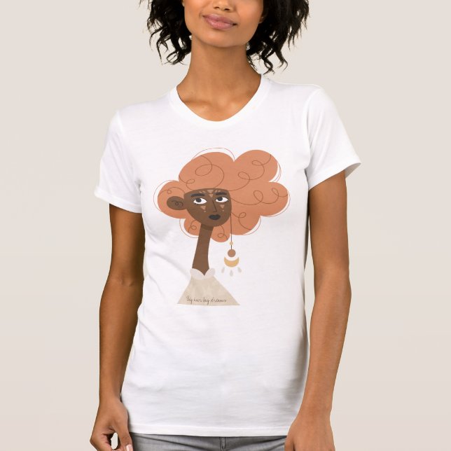 T-shirt Gros cheveux bouclés gros rêves boho femme star (Devant)