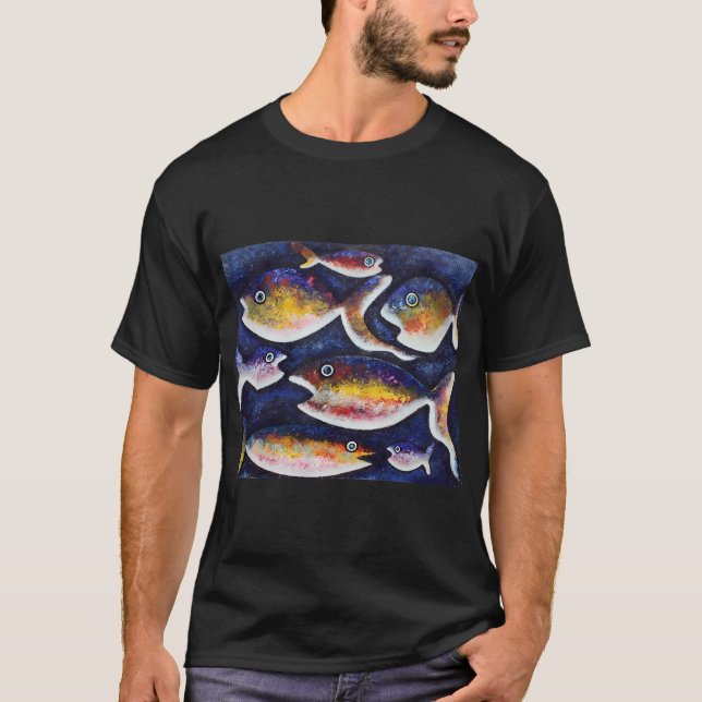 T-shirt Gros et petits poissons dans l'eau (Devant)