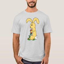 Gros Mignonne Lapin Cartoon Jaune Tenant Une Carot