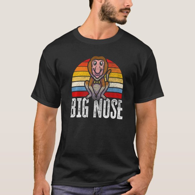 T-shirt Gros Nez Proboscis Singe Ape Faune Animal Zoo (Devant)