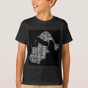 T-shirt Gros Noir Blanc Joyeux Noël Père Noël Typographie