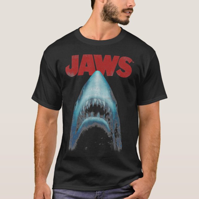 T-shirt Gros plan de l'affiche de cinéma Jaws (Devant)
