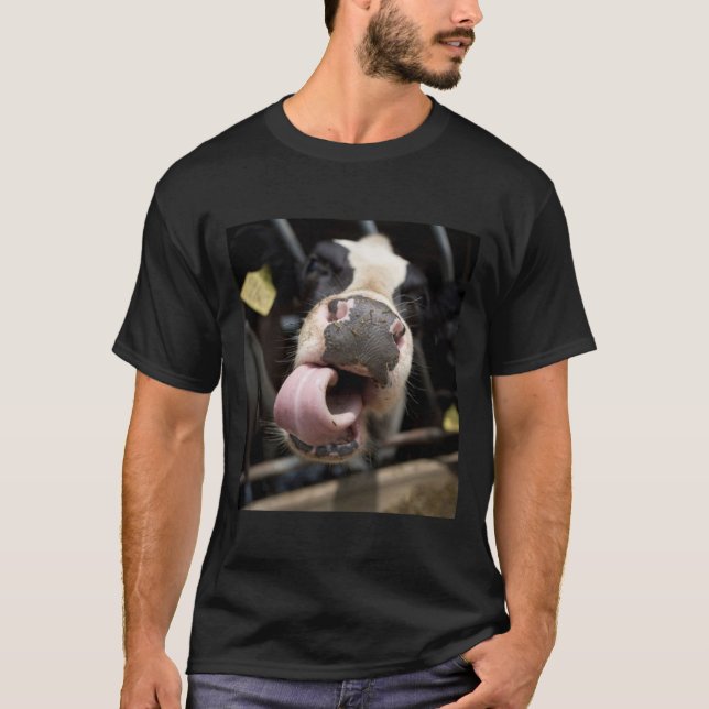 T-shirt Gros Plan Du Nez Et De La Langue De La Vache (Devant)