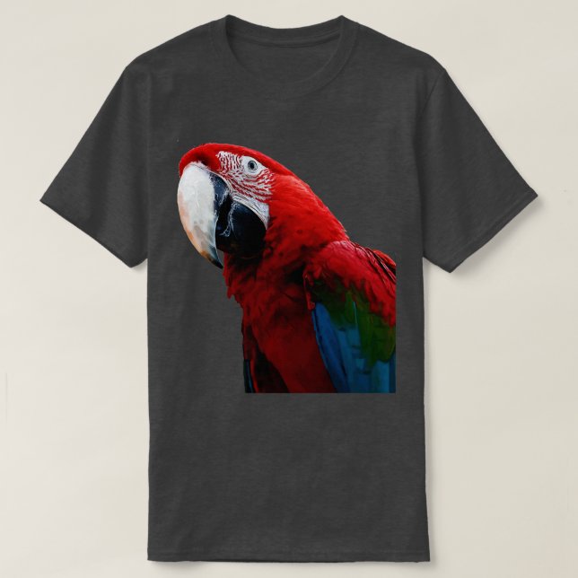 T-shirt Gros Plan D'Un Perroquet De Macaw À ailes Vertes (Design devant)