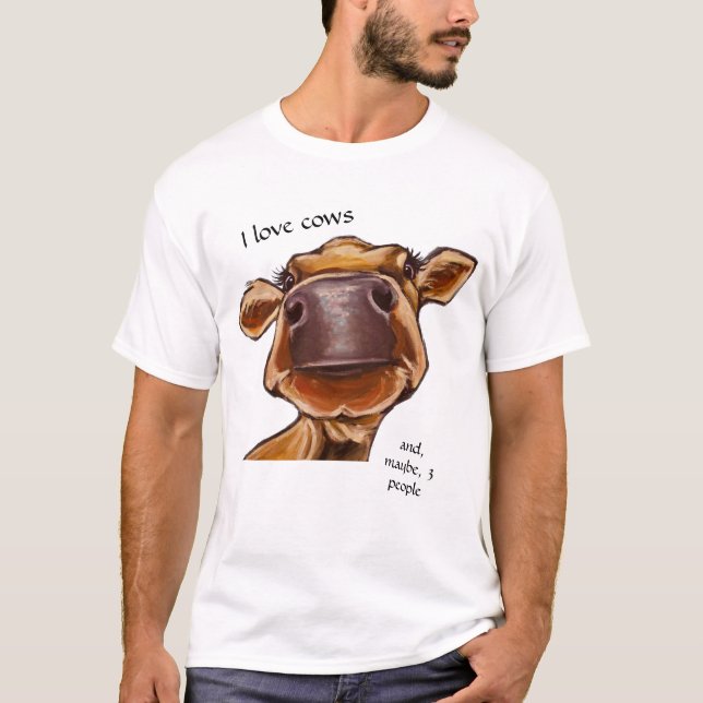 T-shirt Gros plan - J'aime les vaches - texte modifiable (Devant)