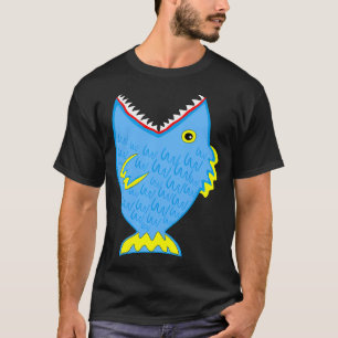 T-shirt Gros poisson bleu dentu