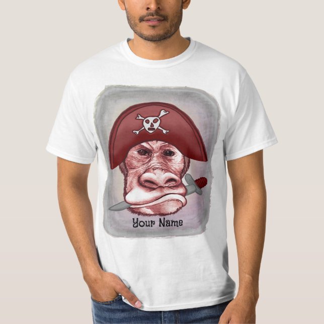 T-shirt Gros Singe Pirate Méchant  (Devant)