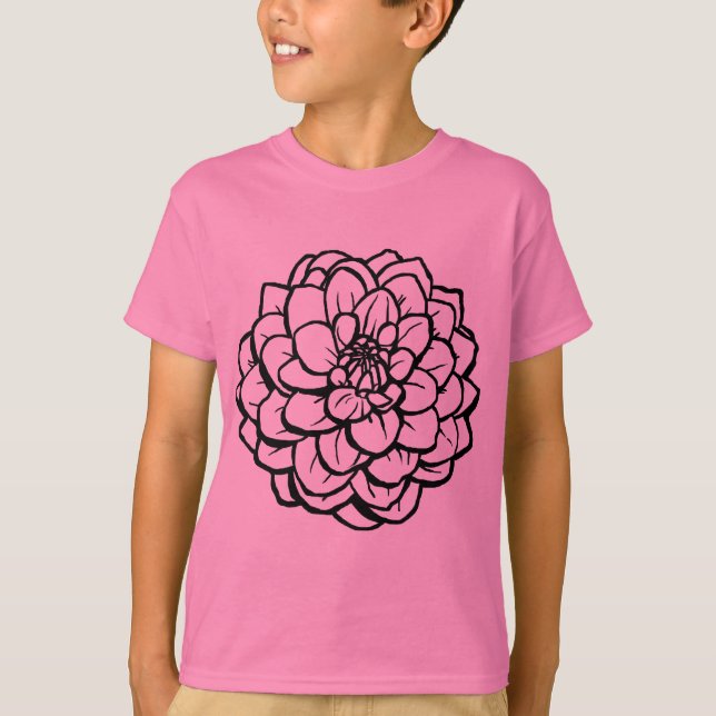T-shirt Gros ston et encre Dahlia - noir sur blanc (Devant)