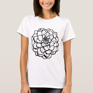 T-shirt Gros ston et encre Dahlia - noir sur blanc