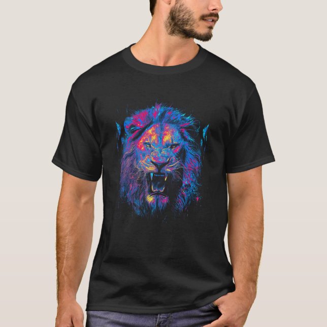 T-shirt Gros visage de chat tête de lion (Devant)