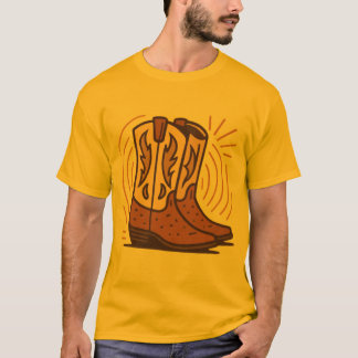 T-shirt Grosse Bottes Texas - Retro Cowboy