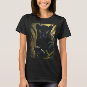 T-shirt Grosse chatte Grosse chatte Panther Animal noir 1