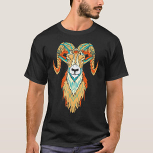 T-shirt Grosse corne artistique tête de bélier 80s Vibe cr