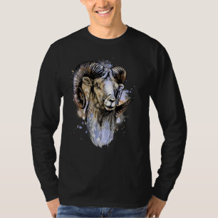 T-shirt Grosse Corne Mouton Mouton Tête Corne Artistique C