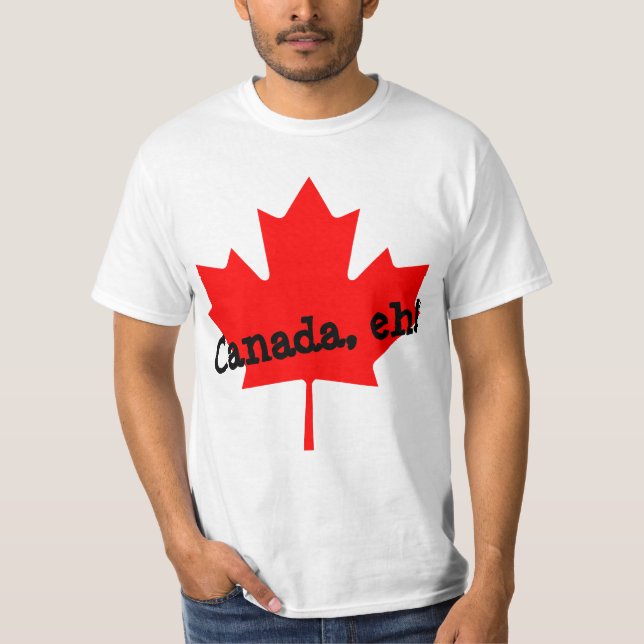 T-shirt Grosse feuille d'érable rouge Canada hein! (Devant)