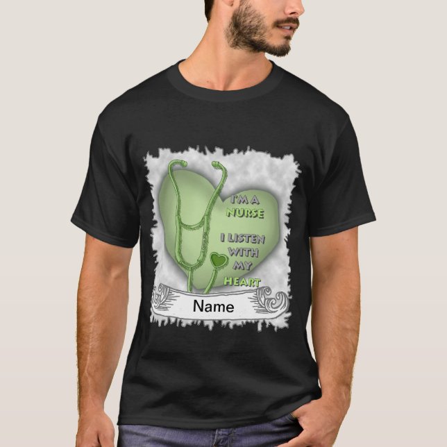T-shirt Grosse infirmière au coeur vert (Devant)