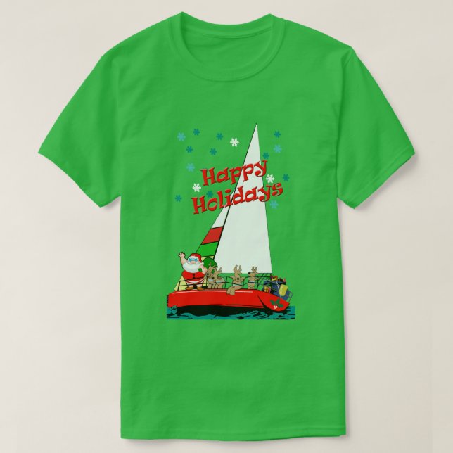 T-shirt Grosse Père Noël de Noël en voilier de voilier (Design devant)