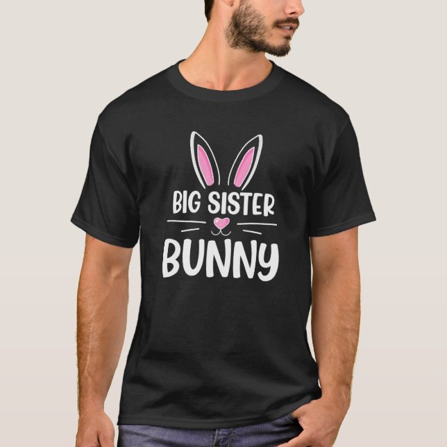 T-shirt Grosse Soeur Bunny Matching Famille Oeuf de Pâques (Devant)