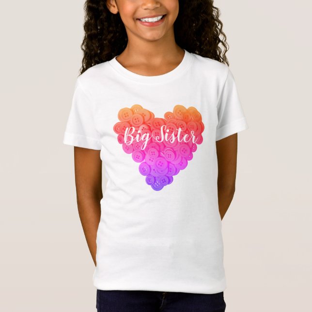 T-Shirt Grosse Soeur mignonne Beau Texte Rose Purple Coeur (Devant)