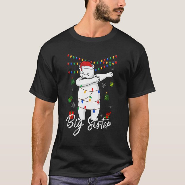 T-shirt Grosse Soeur Ours Éclairage à l'éclair Père Noël C (Devant)
