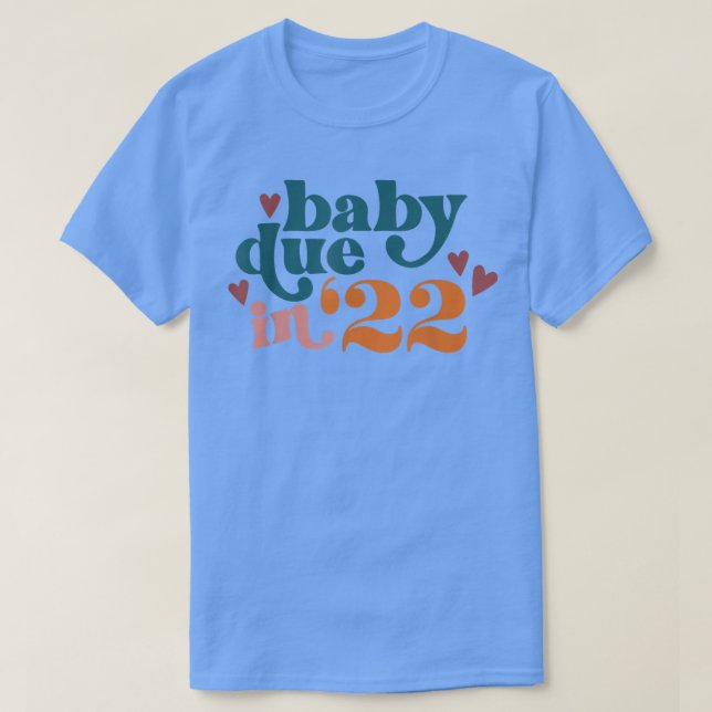 T-shirt Grossesse Faire-part bébé dû dans 22 Fête des mère (Design devant)