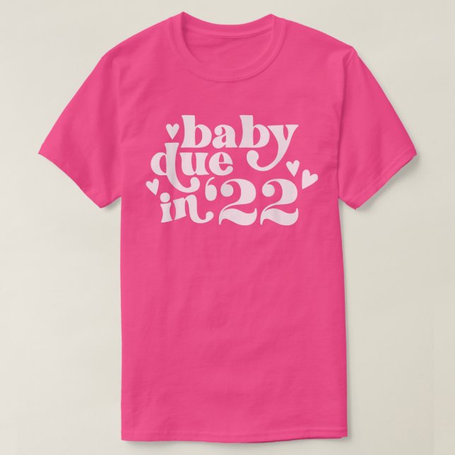 T-shirt Grossesse Faire-part bébé dû dans 22 Fête des mère (Design devant)