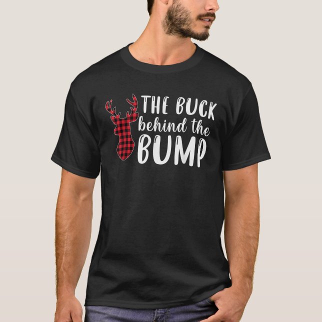 T-shirt Grossesse Faire-part Buck Derrière Le Bump Drôle (Devant)