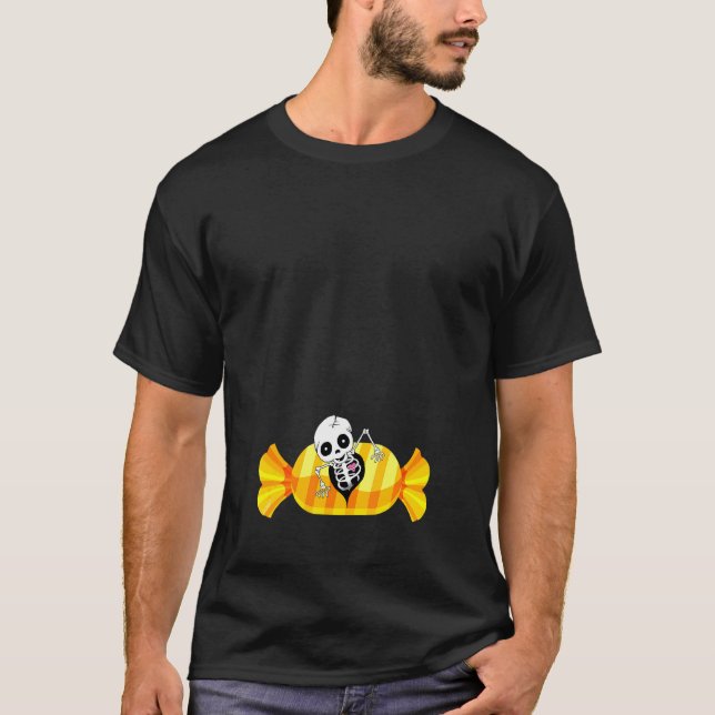 T-shirt Grossesse Halloween squelette de bébé zombie atten (Devant)
