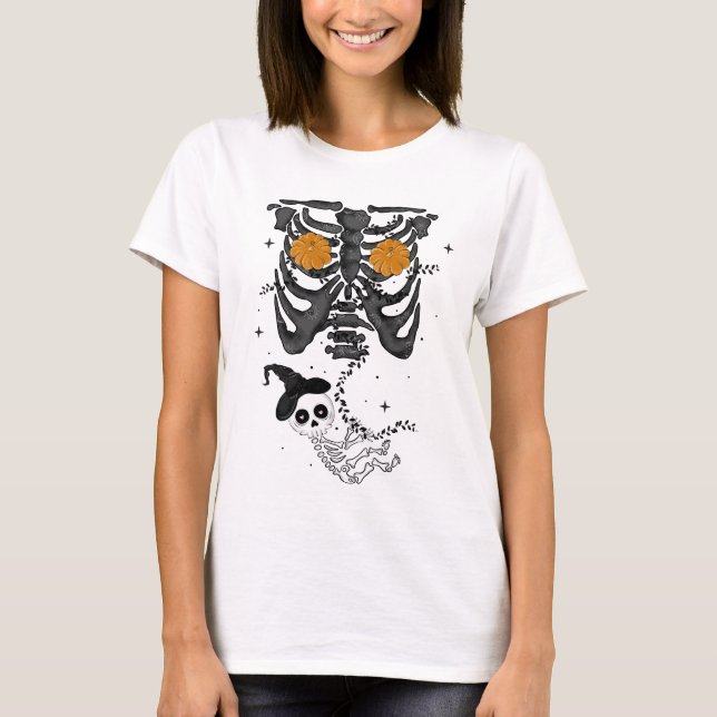 T-shirt Grossesse mignonne d'Halloween (Devant)
