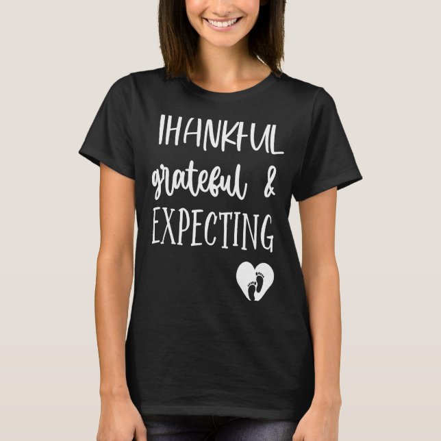 T-shirt Grossesse Thanksgiving tee graphique Thankful Grat (Devant)