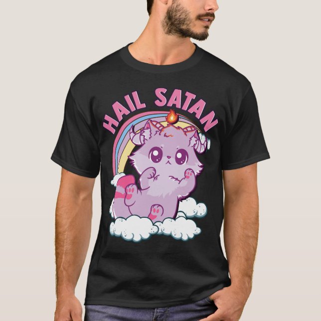 T-shirt Grotte satanique Satan Kitten Cute Rainbow Cat (Devant)
