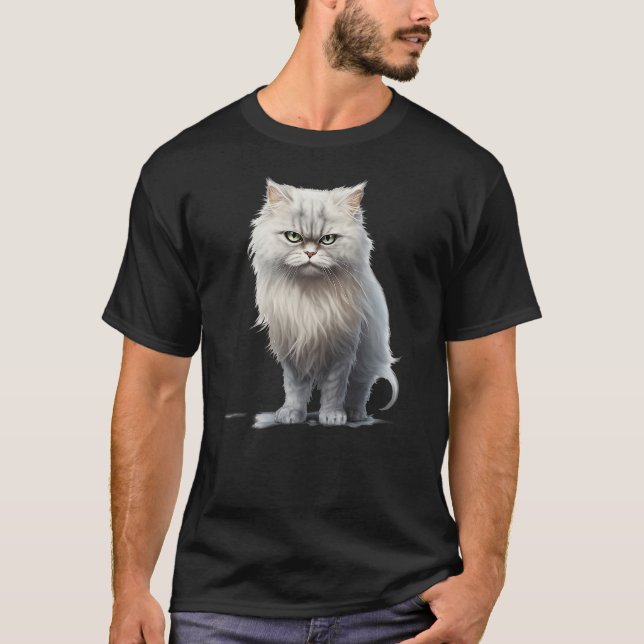 T-shirt Grouchy Persian Fluffball Grumpy WhiteGray Persian (Devant)