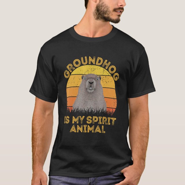 T-shirt Ground Hog is My Spirit Animal Retro Groundhog Day (Devant)