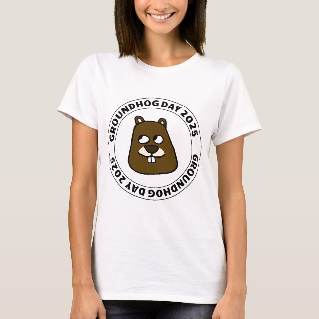 T-shirt Groundhog Day 2025 with Groundhog face (Devant)