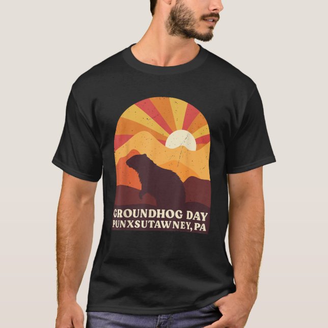 T-shirt Groundhog Day Punxsutawney PA Men Women Retro Vint (Devant)