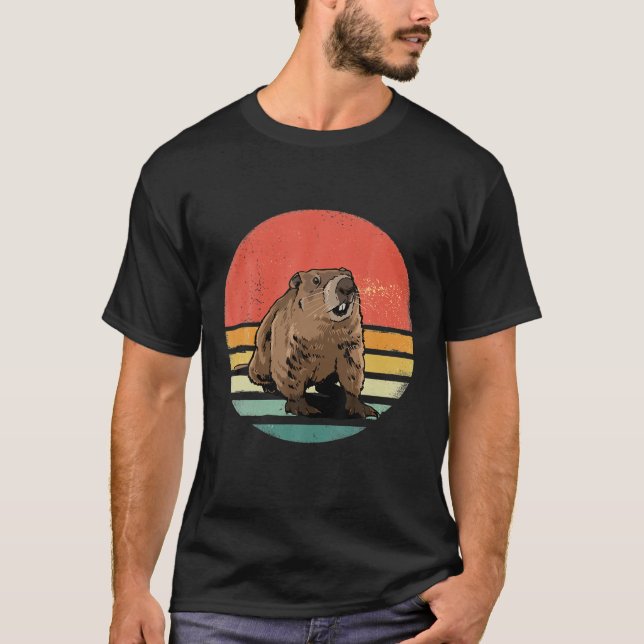 T-shirt Groundhog Retro - Funny Woodchuck Groundhog Day (Devant)