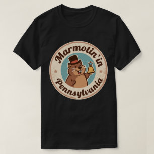 T-shirt Groundhog Retro Pennsylvania Badge avec Liberty