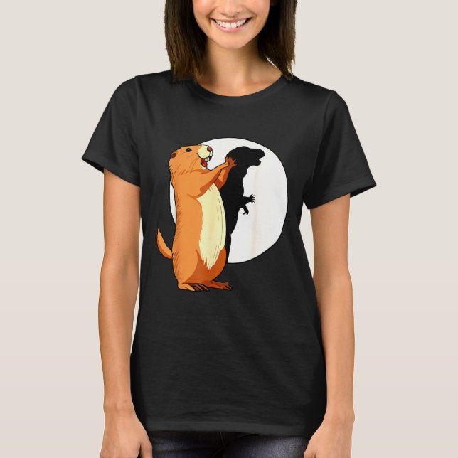T-shirt Groundhog Shadow Dinosaur Funny Puppet Happy Groun (Devant)
