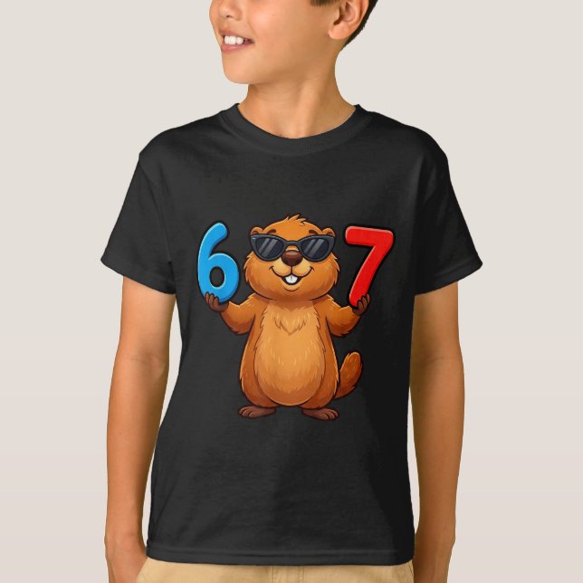 T-shirt Groundhog Six Seven Drip 67 Mème Drôle 6-7 Groundh (Devant)