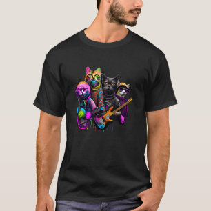 T-shirt Groupe de chat rock star hilarant. Chat drôle Rock