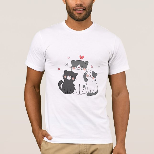T-shirt groupe de chats mignons | Conception amoureux des  (Devant)