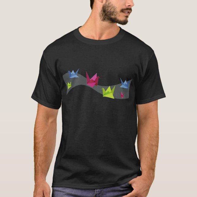 T-shirt Groupe de divers cygne d'origami (Devant)