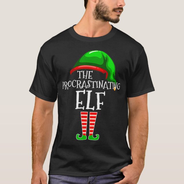 T-shirt Groupe de jumelage de la famille Elf Procrastinant (Devant)