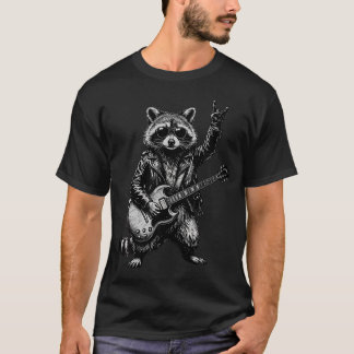T-shirt Groupe de musique rock drôle Raton laveur jouant d