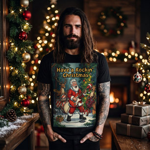 T-shirt Groupe de Renne de Noël de Santa Rockin Christmas