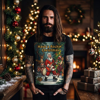 T-shirt Groupe de Renne de Noël de Santa Rockin Christmas