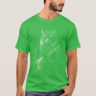 T-shirt Groupe de Rock And Roll Rock Cat Jouant de la Guit